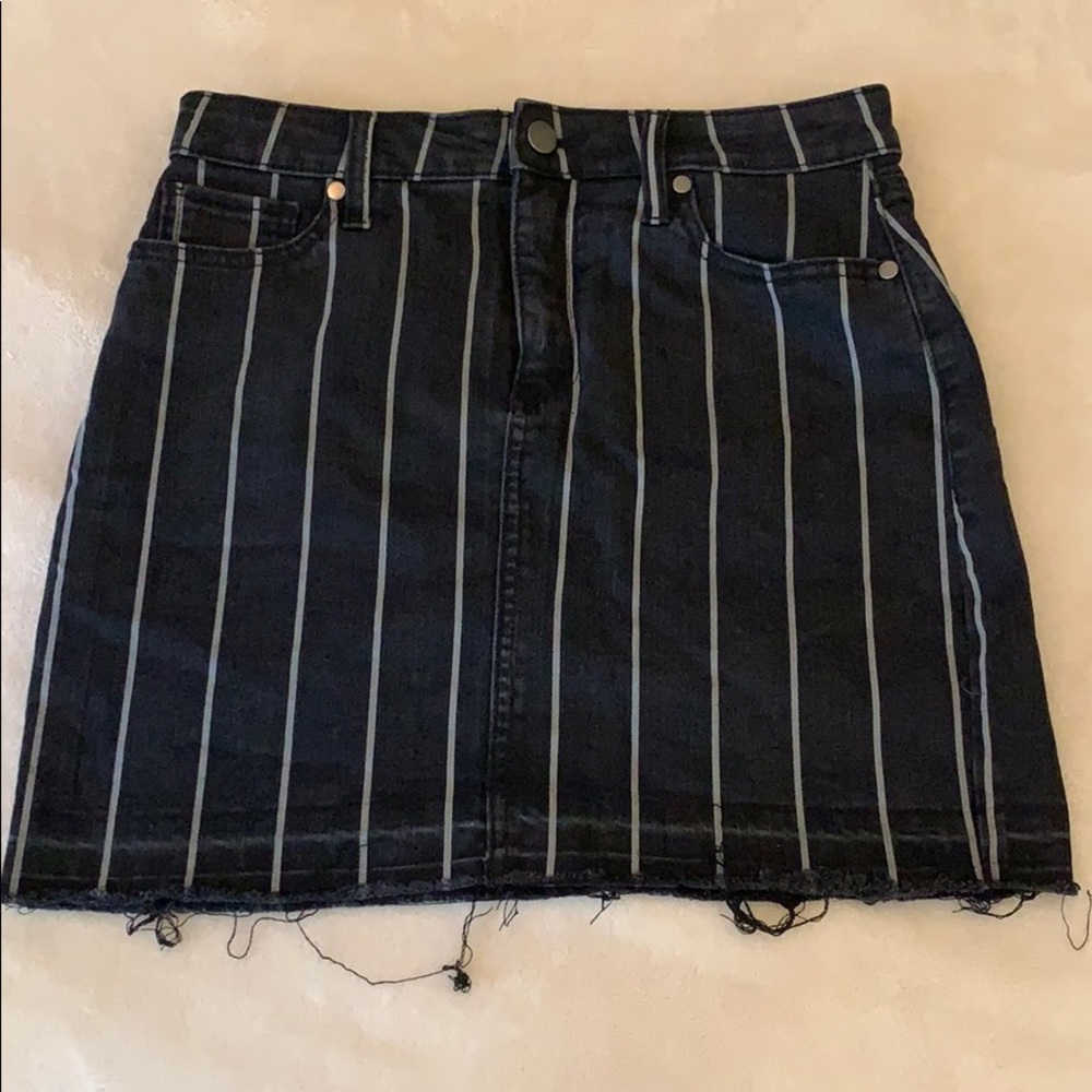 black striped distressed skirt